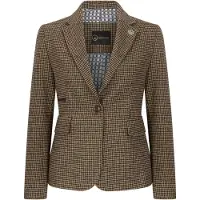 TruClothing Maßgeschneiderter Damenblazer aus Wollmischung mit Hahnentrittmuster in Braun