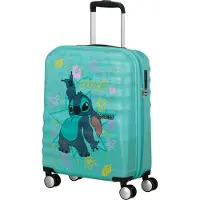 American Tourister Trolley Wavebreaker Disney Spinner 55 / 20 TSA Disney FL Stitch Flower türkis
