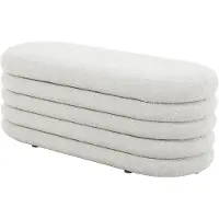 SVITA BLOSSOM XL Hocker mit Stauraum Sitzhocker Ottomane Boucle-Bezug Weiß