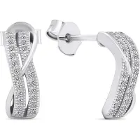 Brilio Silver Beautiful silver earrings with zircons EA589W