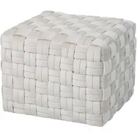 SVITA Poppy Hocker Sitzpouf Geflochten Sitzhocker Fußhocker Für Sessel Samt Beige