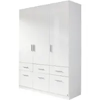 Die Möbelfundgrube Kleiderschrank weiß hochglanz - rauch - 136 cm - CELLE