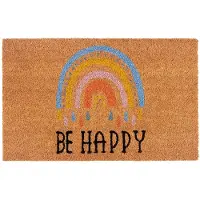 NYVI Fußmatte Kokos - 40x70 cm Rechteckig - Be Happy Rainbow