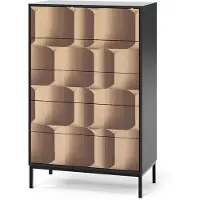 Vicco Kommode Eliza, 76 x 120 cm mit 5 Schubladen, Schwarz/Eiche