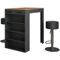 Vicco Bartisch-Set Repose Goldkraft Eiche/Anthrazit 67 x 100 cm mit 2 Barhockern, Model 55715