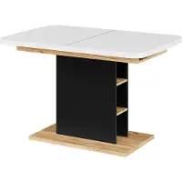 Vicco Esstisch Fenaro Weiß/Goldkraft Eiche 120-160 x 80 cm mit offenen Fächern, Model 56484