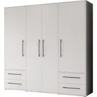 Die Möbelfundgrube Kleiderschrank weiß - 206 cm - 4 Türen - MOKKARIS