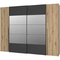 Die Möbelfundgrube Kleiderschrank mit Spiegel - Artisan Eiche - 270 cm - RAYONG