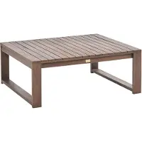 Beliani Loungetisch Dunkelbraun Akazienholz 90 x 75 cm Rechteckig Retro Landhaus Stil Terrasse Outdoor Balkon Beistelltisch Couchtisch