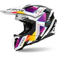 Airoh Twist 3 Rainbow Weiß Lila Motocross Helm Größe XL