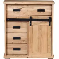 Sam Sideboard 75 x 35 x 85 cm Akazienholz massiv naturfarben ohne Baumkante LIAN 6