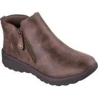 SKECHERS Stiefelette "LOVELY VIBE-FALL IN BLOOM", Damen, Gr. 37, Textil, braun (dunkelbraun), Lederimitat, used, Schuhe Stiefelette, Winterboots mit Air-Cooled Memory Foam Komfort-Innensohle