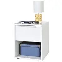 Die Möbelfundgrube Nachttisch weiß hochglanz 37 x 45 cm 1 Schublade - ESPRESSO
