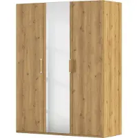 Die Möbelfundgrube Kleiderschrank mit Spiegel - Asteiche - 151 cm - rauch - EVELYN