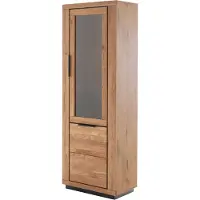 Massivart Vitrine mit Glastür Wildeiche teilmassiv geölt Breite 72 cm - GRENO