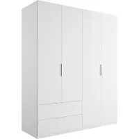Die Möbelfundgrube Kleiderschrank weiß hochglanz - Schubladen - 162 cm - ESPRESSO