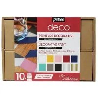 Pebeo Dekorative Farbe - - 10 x 45ml - Opake Acrylfarbe - Wasserbasis - 10 verschiedene Farben