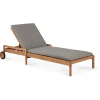 Ethnicraft Jack Gartenliege verstellbar mit Stoffauflage Teak 216x84 cm