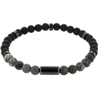 JOOP! Armband JOOP "2038991", schwarz (gunfarben, schwarz, schwarz), Armbänder, Herren, 19cm, Edelstahl, Armband, mit Achat, Hypersthen