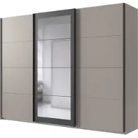 Die Möbelfundgrube Schwebetürenschrank grau - graphit mit Spiegel 270 cm 3-türig - MINDEN