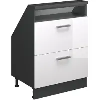 Vicco Dachschrägenschrank Rion, mit 2 Schubladen, Weiß Hochglanz/Anthrazit/Anthrazit