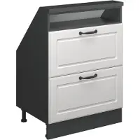 Vicco Dachschrägenschrank Rion, mit 2 Schubladen, Weiß Landhaus/Anthrazit/Anthrazit