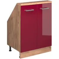 Vicco Dachschrägenschrank Rion, mit 2 Türen, Rot Hochglanz/Goldkraft Eiche/Goldkraft Eiche