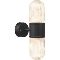 Nordlux 2115301003 Konyo Wandleuchte 2xE27 Metall Glas Schwarz IP54