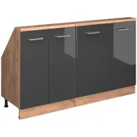 Vicco Dachschrägenschrank-Set Rion Anthrazit Hochglanz 2er Set, Model 56000