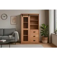 Sam Highboard 100 x 45 x 175 cm Akazienholz massiv naturfarben ohne Baumkante LIAN 4