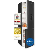 Exquisit Kühl-Gefrier-Kombination, Kühlschrank mit Gefrierfach, 260 Liter, Alarm-Funktion, 4-Sterne-Gefrierfach, KGC5265-70-WS-040D inoxlook-az