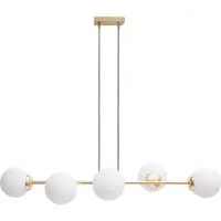 Licht-Erlebnisse Hängeleuchte Metall Glas H: max. 95 cm in Gold Weiß E27 Kugel Schirm Modern