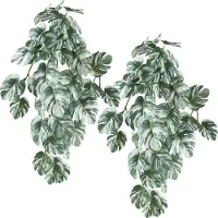 Creativ Green Kunstranke "Hängepflanze Splitphilodendron variegata" mit naturgetreuem Blattwerk