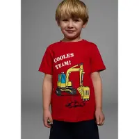 Kidsworld T-Shirt "Mit Bagger-Druck" Kurzarm, mit peppigem Druck, mit Rippbündchen am Ausschnitt