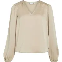 Vila Langarmshirt "VIELLETTE L/S SMOCK SATIN TOP - NOOS" Kunstfaser, regular fit
