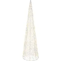 Lumineo Warmweiß 300 Micro-LED beleuchteter 3D-Kegelrahmen weiß silber Durchmesser 16 x H 60 cm