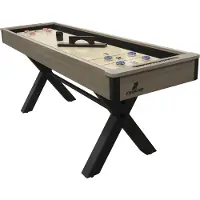 Cougar Mason American Shuffleboard Tisch, Eiche/Schwarz | Shuffleboard mit Tischplatte für multifunktionale Nutzung - 8 Pucks | Klassisches Spiel für die ganze Familie | Maße 213,5 x 61 x 81,5 cm