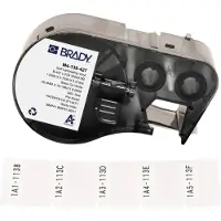 Brady M4-136-427, selbstlaminierendes Vinyl, Weiss/Transparent, 25.40 x 9.53(19.05) mm, permanent
