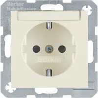 Berker Steckdose SCHUKO mit Beschriftungsfeld u. erh.BS S.1/B.3/B.7 weiss, glänzend