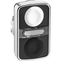 Schneider Electric Doppeldrucktaster, Frontelement, Harmony XB4, Metall, 22mm, schwarz, weiß, unbeschriftet, beleuchtet ZB4BW7A1720