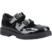 Hush puppies Ella Patent Senior Mädchenschuhe Aus Schwarzem Leder