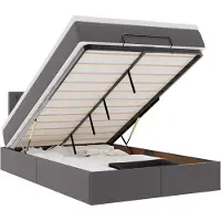 vidaXL Ottoman-Bett mit Matratzen & LEDs Grau 120x190 cm Kunstleder