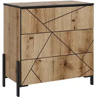 Vicco Kommode Hatto Eiche 78 x 76.8 cm mit 3 Schubladen, Model 56521