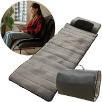 BREND BR-2230 Elektrische Massagematte und Kissen - Massagematratze mit Wärme, 5 Vibrationsmodi und 3 Intensitäten - Massagekissen - 170X55 CM - Grau