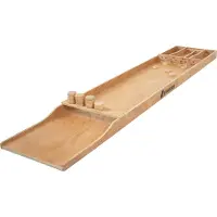 Cougar Shuffleboard Classic aus Holz in Turniergröße, Naturfarbe | Shuffleboard / Sjoelbak 200 x 40 cm mit 30 Shuffleboard-Scheiben | Klassisches