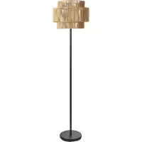 Beliani Stehlampe Naturpapierkordel Mattschwarzer Sockel Schlafzimmer Wohnzimmer Boho-Stil