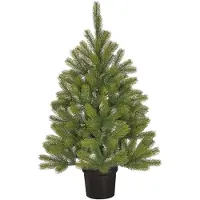 Black Box Trees Nagoya Künstlicher Weihnachtsbaum H90 x D42 cm – Kunstbaum im Plastiktopf – Christmas Tree für Drinnen – mit Akku und Timer – 175 Spitzen – Grün