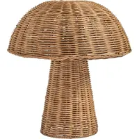 Beliani Tischlampe braun Rattenschirm Korbgeflechtfuß Käfigschirm Licht Schlafzimmer Wohnzimmer Boho-Stil