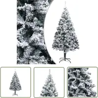 The Living Store Künstlicher Weihnachtsbaum mit Schnee Grün 180 cm PVC