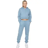 Enzo | Womens Crop Zip Hoodie Trainingsanzug Set